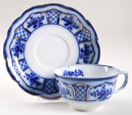 Melbourne (Flow Blue) Flat Cup & Saucer Set