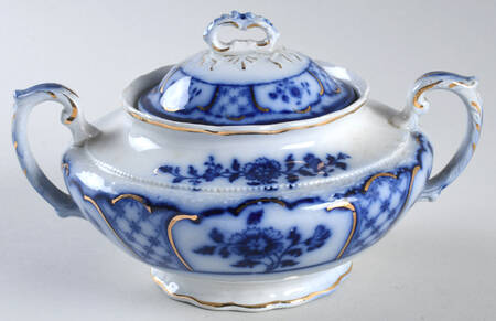 Melbourne (Flow Blue) Sugar Bowl & Lid