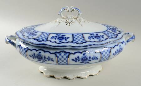 Melbourne (Flow Blue) Oval Tureen & Lid