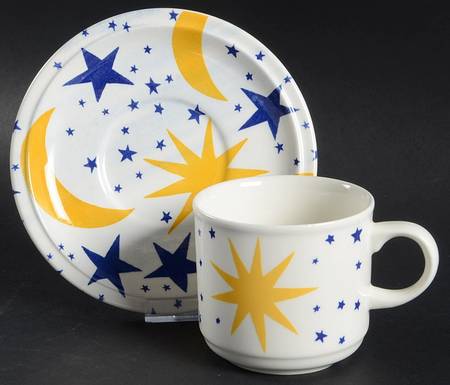 Friendly Sky Flat Cup & Saucer Set