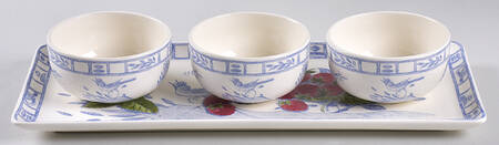 Oiseau Bleu (Fruit) Hostess Set-13" Tray & 3 4" All Purpose Bowls