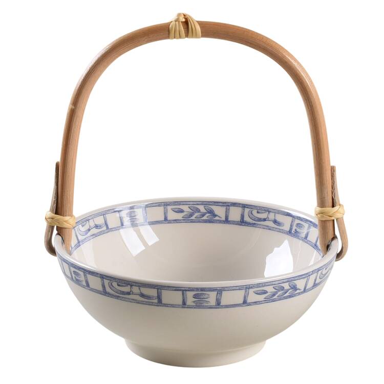 Oiseau Bleu (Fruit) 7''-7 1/4'' Basket W/Bamboo Handle HC