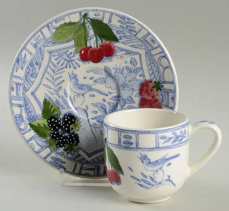 Oiseau Bleu (Fruit) Flat Demitasse Cup & Saucer Set