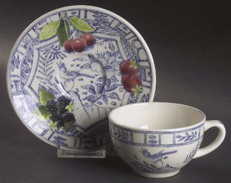 Oiseau Bleu (Fruit) Flat Cup & Saucer Set