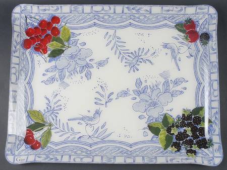 Oiseau Bleu (Fruit) 19" Acrylic Rectangular Tray
