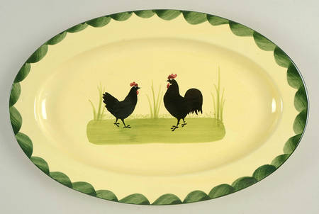 Cocks and Hens 12" Oval Serving Platter