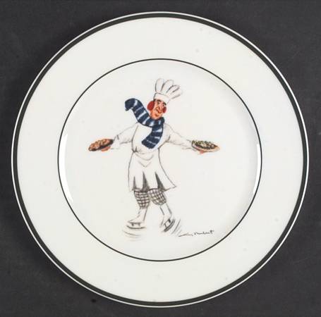 Skating Chefs Salad Plate by Guy Buffet