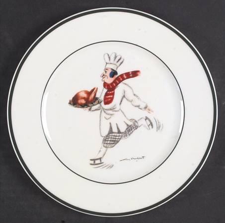 Skating Chefs Salad Plate by Guy Buffet