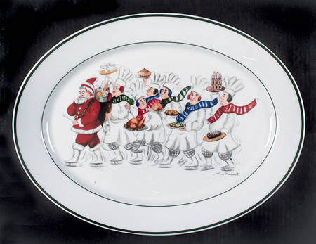 Skating Chefs 16" Oval Serving Platter