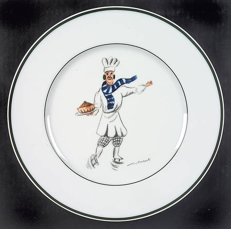 Skating Chefs Dinner Plate by Guy Buffet