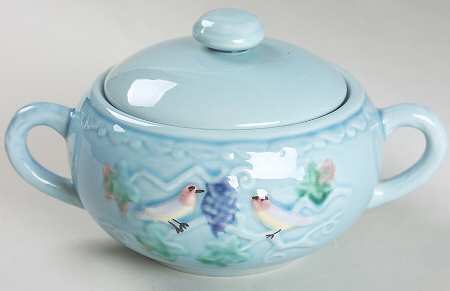 Birds & Grapes Sugar Bowl & Lid