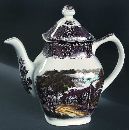 English Country Inns Brown Multicolor Coffee Pot & Lid