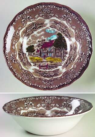 English Country Inns Brown Multicolor Coupe Cereal Bowl
