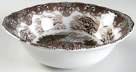 English Country Inns Brown Multicolor 8" Round Vegetable Bowl