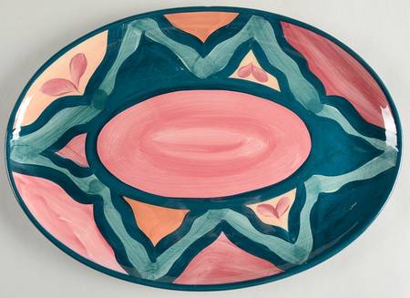 Red Azalea 13" Oval Serving Platter
