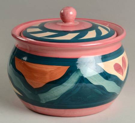 Red Azalea Bean Pot & Lid