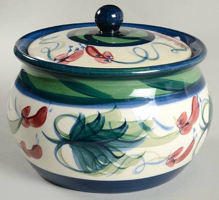 Grapevine Green Bean Pot & Lid