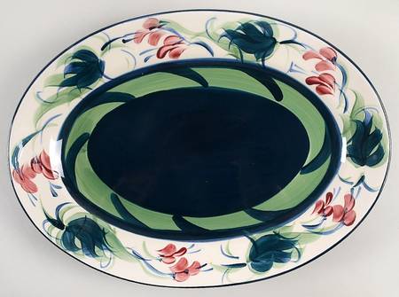 Grapevine Green 15" Oval Serving Platter