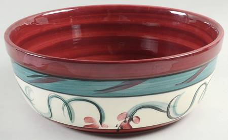Red Grapevine 10" Large Salad Serving Bowl