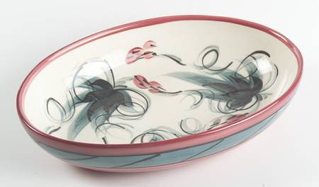 Red Grapevine 10" Oval Vegetable Bowl