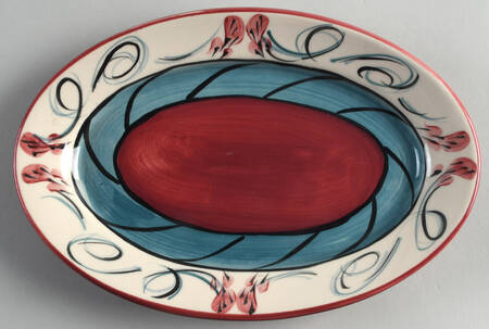 Red Grapevine 11" Oval Serving Platter