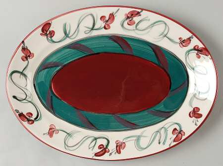 Red Grapevine 13" Oval Serving Platter