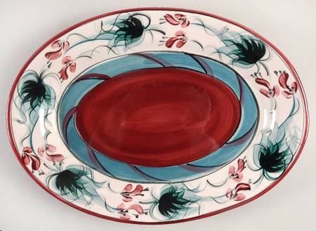 Red Grapevine 15" Oval Serving Platter