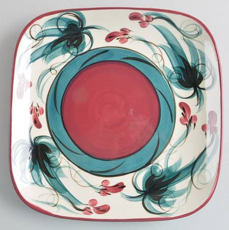Red Grapevine Square Dinner Plate