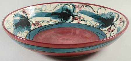 Red Grapevine Round Shallow Bowl