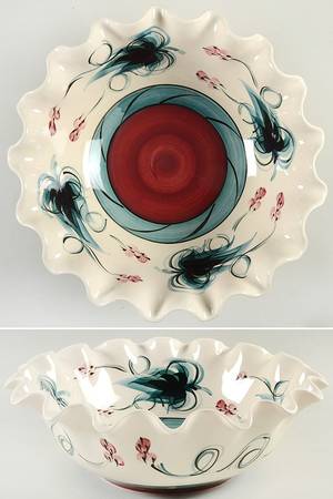Red Grapevine 12" Large Salad Serving Bowl