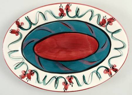 Red Grapevine 11" Oval Serving Platter