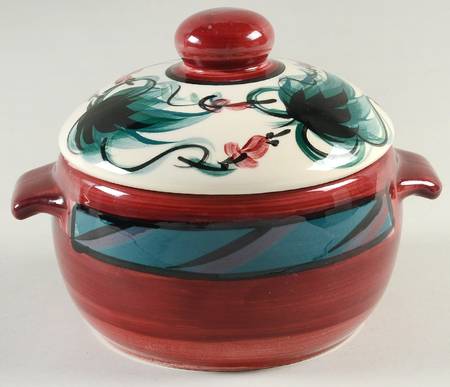 Red Grapevine Individual Casserole & Lid