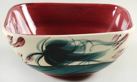 Red Grapevine 7" Square Bowl