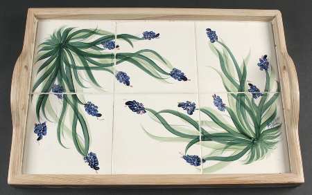 Splendor Rectangular Wood Tray with Tile Insert