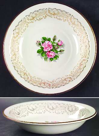 Tudor Rose (Pink Rose Center) Rim Cereal Bowl