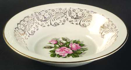 Tudor Rose (Pink Rose Center) Rim Fruit/Dessert (Sauce) Bowl