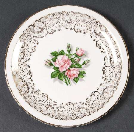 Tudor Rose (Pink Rose Center) Bread & Butter Plate