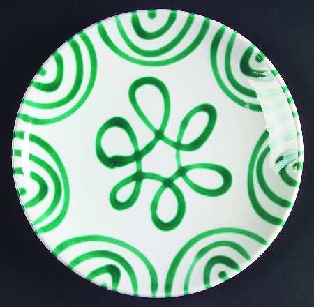 Green Stripe Forest Green (Coupe Shape) Dessert/Pie Plate