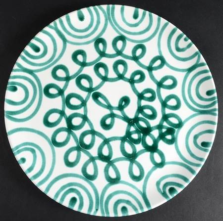 Green Stripe Forest Green (Coupe Shape) 12" Chop Plate (Round Platter)