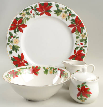 Poinsettia Holiday 5 Piece Hostess Set