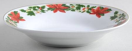 Poinsettia Holiday Rim Soup Bowl