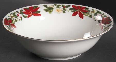Poinsettia Holiday 9" Round Vegetable Bowl