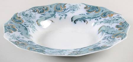 Argyle (Green, Gold Accent) Rim Soup Bowl