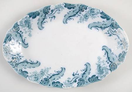Argyle (Green, Gold Accent) 12" Oval Serving Platter