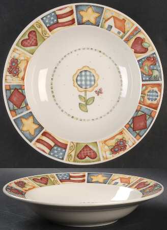 Patchwork Large Rim Soup Bowl by Gibson Designs