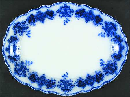 Clarence (Flow Blue, No Gold) 16" Oval Serving Platter