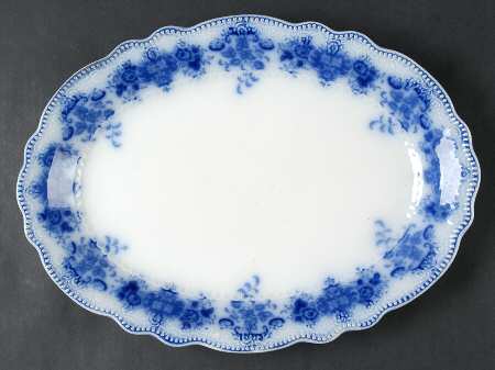 Clarence (Flow Blue, No Gold) 14" Oval Serving Platter