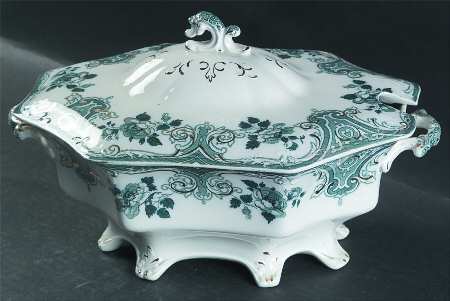 Merion Blue Green (Gold Accent) Tureen &  Lid