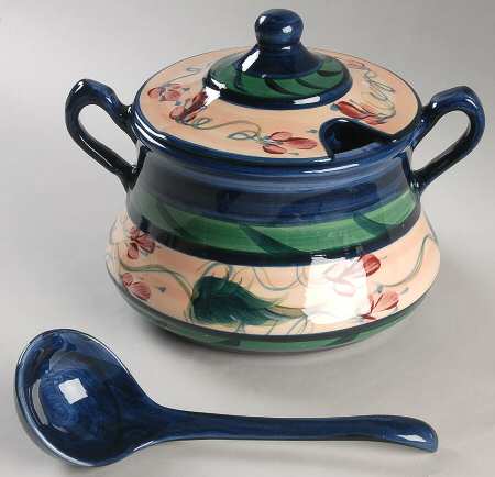 Light Blue Grapevine Tureen & Lid w/Ladle
