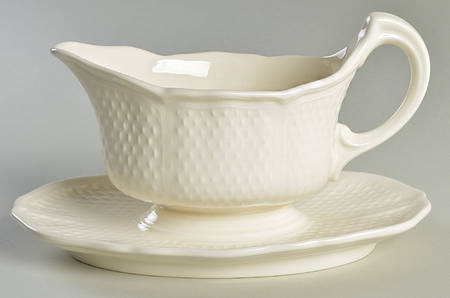 Pont Aux Choux (White) Gravy Boat with Attached Underplate